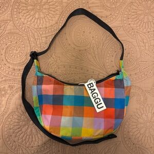 Baggu Madras Medium Crescent Bag